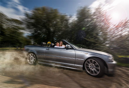 Daniel drifting in his three series Bimmer